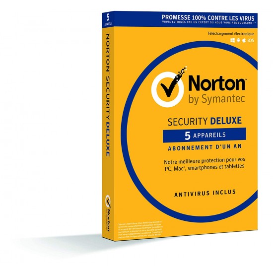 Norton Security Deluxe 2019 | 5 Appareils | 1 an | PC/Mac/iOS/Android 